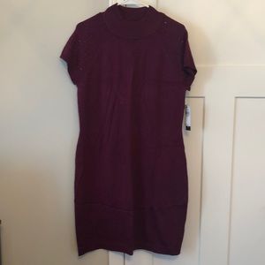 Burgundy sweater dress with sleeve detail